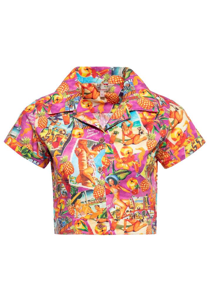 Queen Kerosin Hawaiibluse «Miami & Long Beach» Begrenztes Angebot