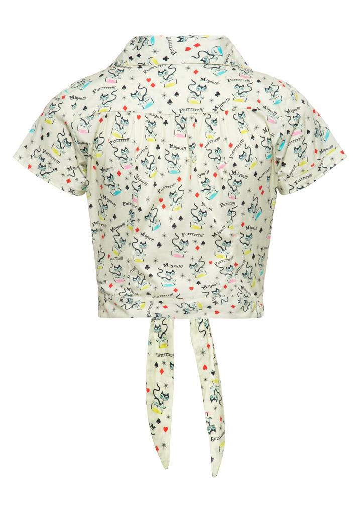 Queen Kerosin Hawaiibluse «Retro Cats» Exklusivangebot