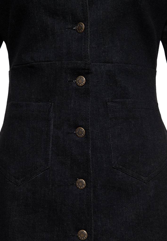 Queen Kerosin Denim Etuikleid «Rebel Queens» Räumungsverkauf