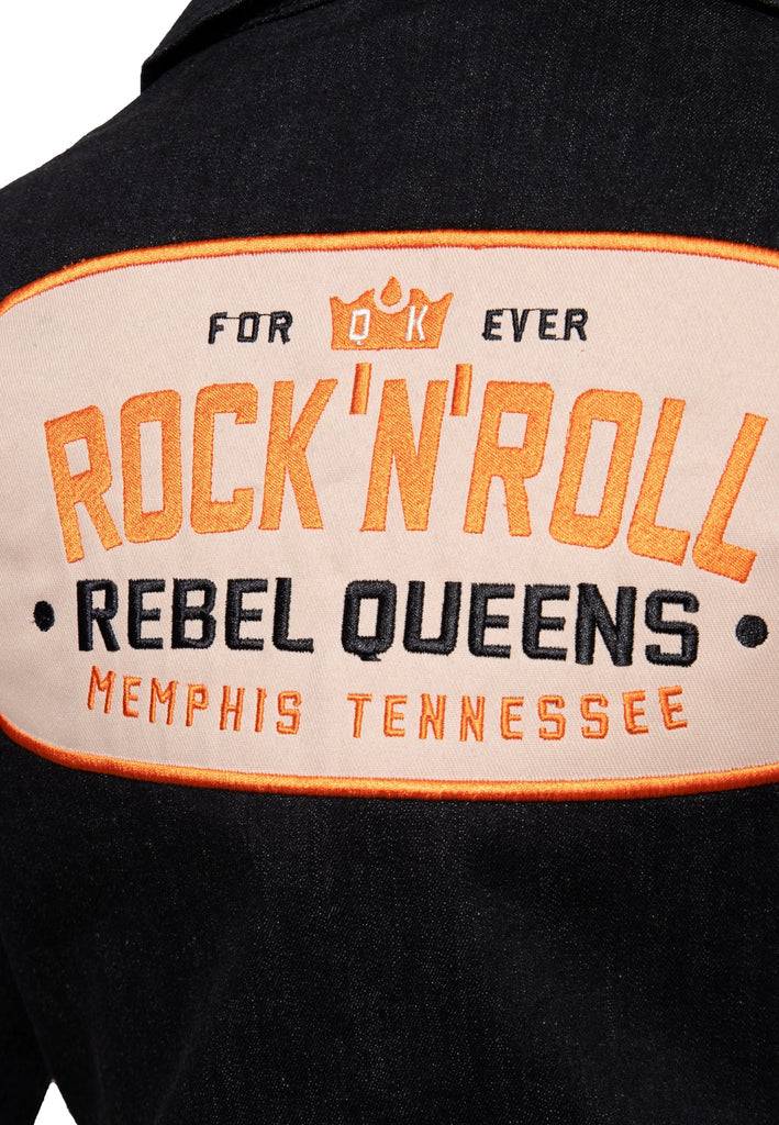 Queen Kerosin Denim Etuikleid «Rebel Queens» Räumungsverkauf