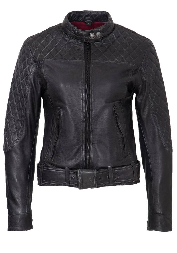 Queen Kerosin Lederjacke mit Kontrastfutter Sonderangebot der Fabrik