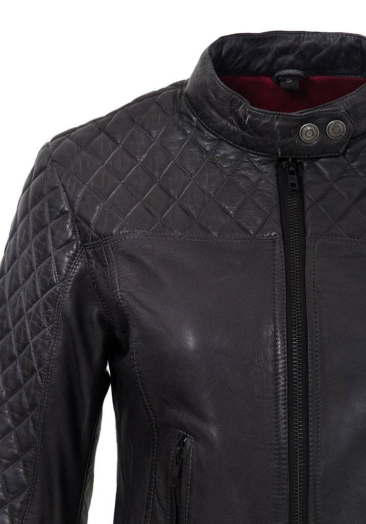 Queen Kerosin Lederjacke mit Kontrastfutter Sonderangebot der Fabrik