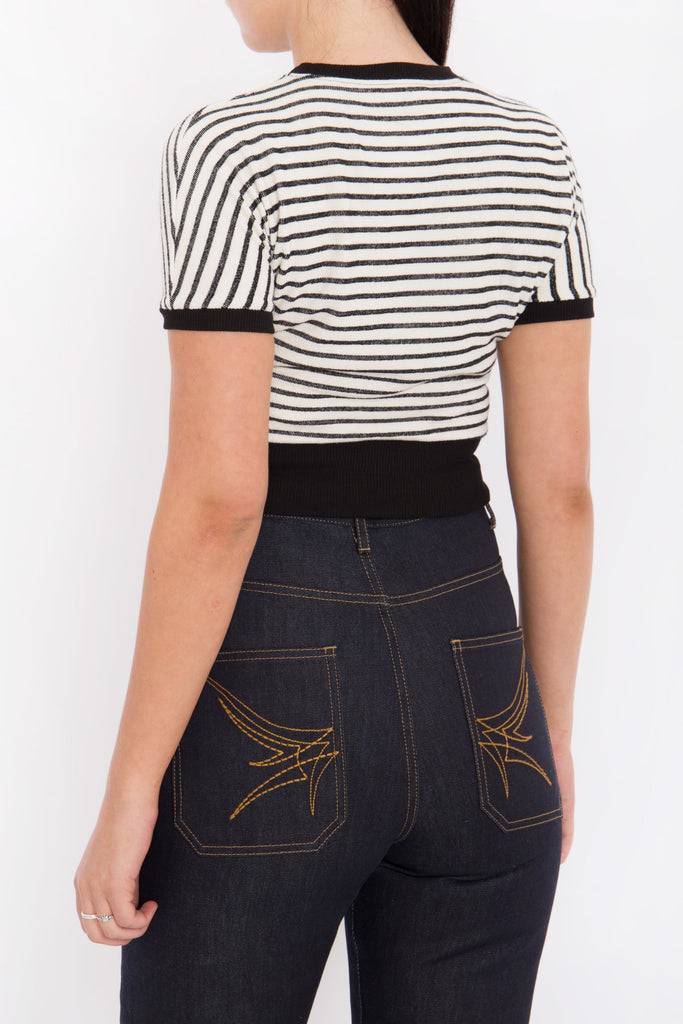 Queen Kerosin Cropped Pullover mit Streifen Discount Store für neue Produkte