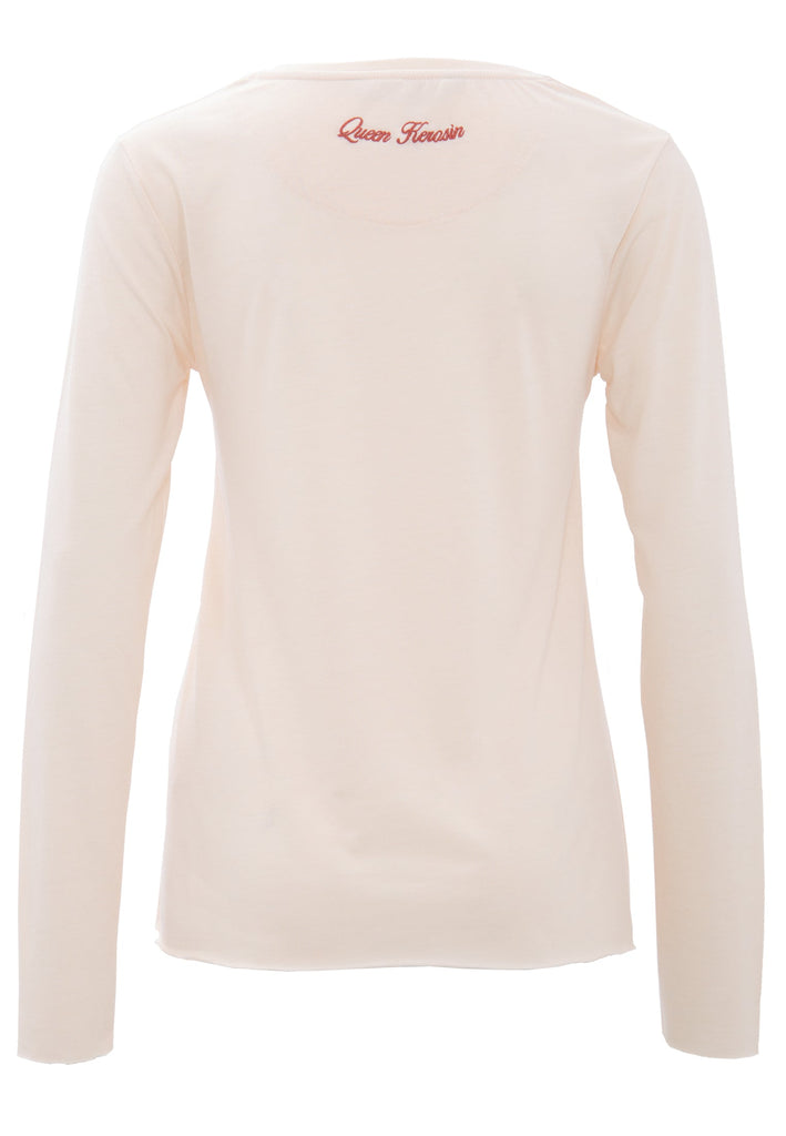 Queen Kerosin Basic Longsleeve mit offenen Abschlüssen und Logo Stickerei Nur noch ein Tag übrig