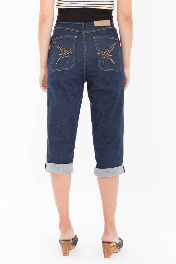 Queen Kerosin High Waist Capri Jeans mit seitlichem Reißverschluss Riesige Rabatte