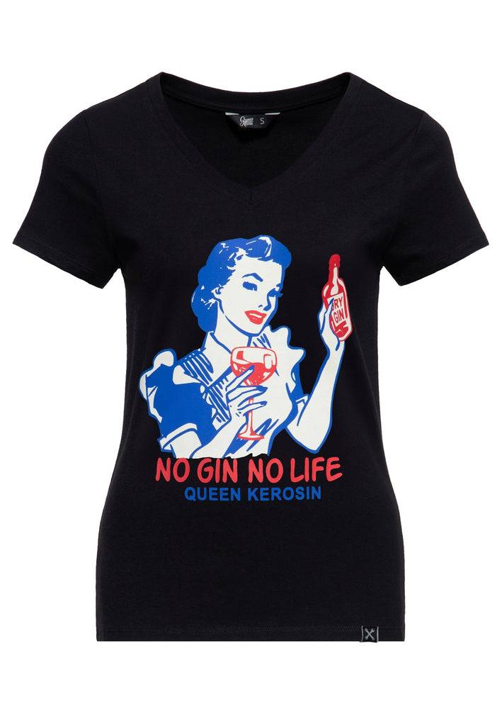 Queen Kerosin T-Shirt «No Gin No Life» Angebote
