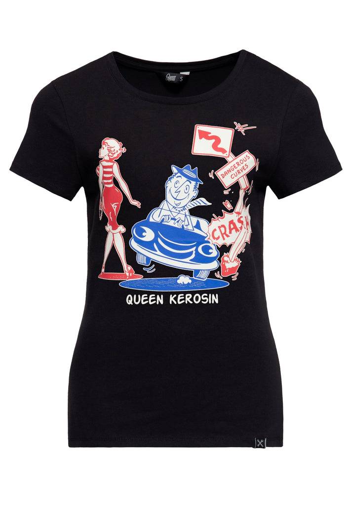 Queen Kerosin T-Shirt «Dangerous Curves» im Angebot