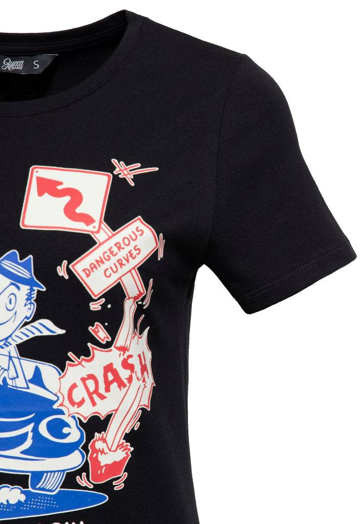 Queen Kerosin T-Shirt «Dangerous Curves» im Angebot