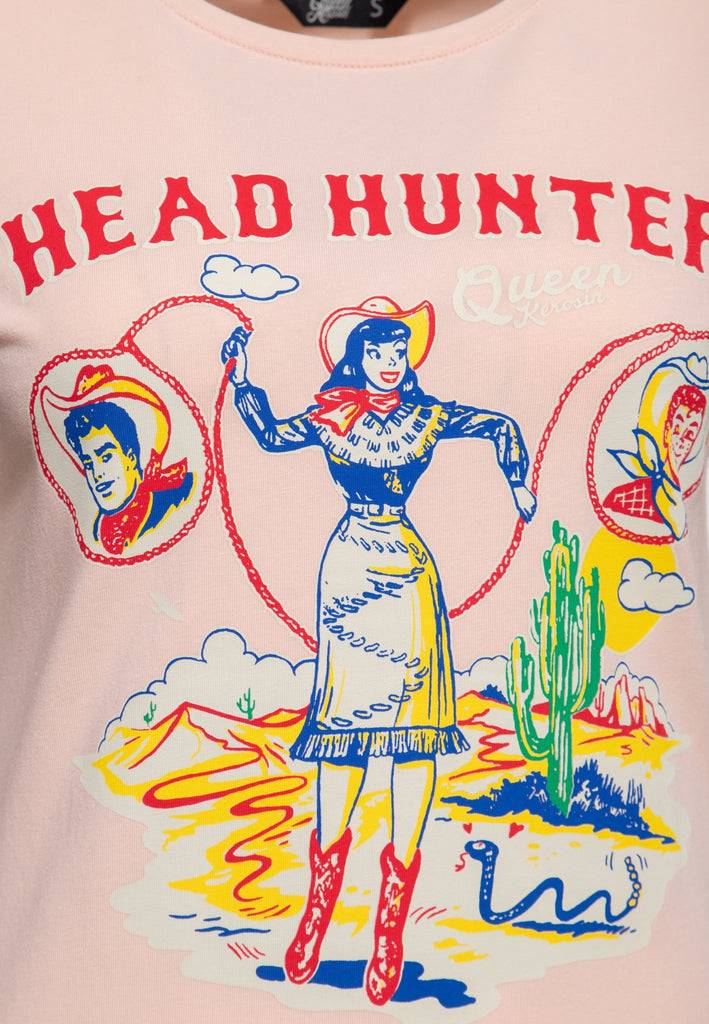 Queen Kerosin Print T-Shirt «Head Hunter» Fabrikverkauf
