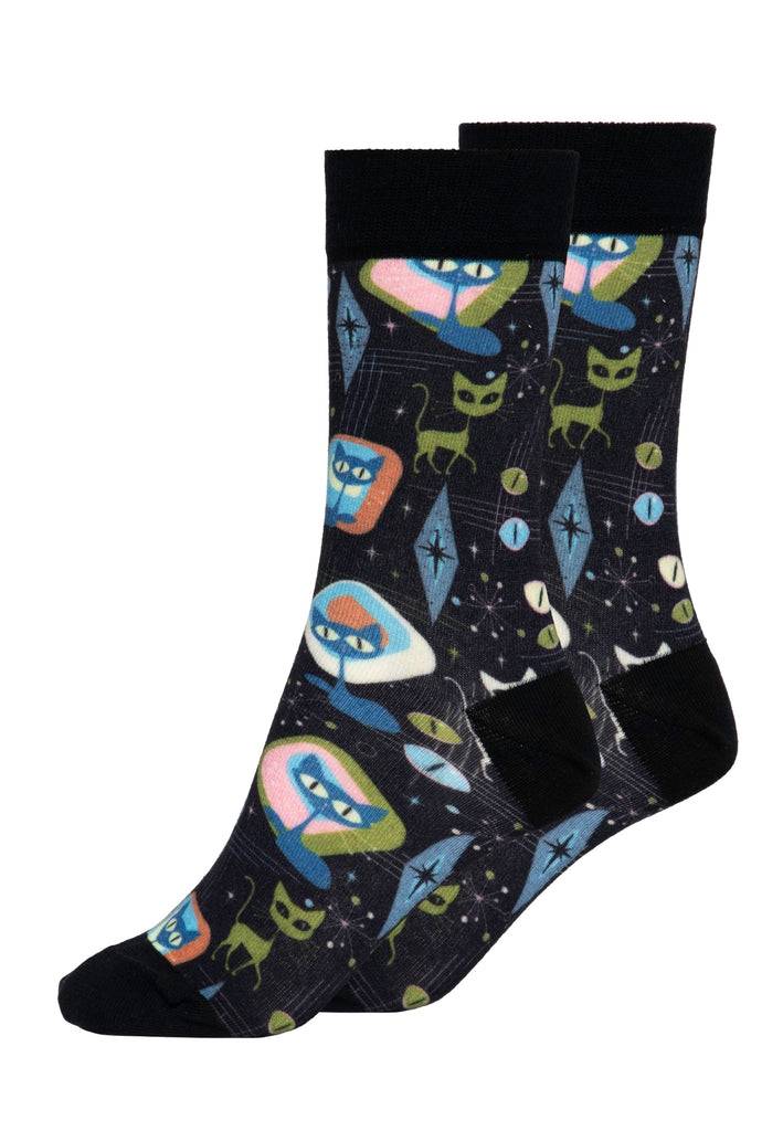 Queen Kerosin Socken «Retro Cats» Begrenztes Angebot
