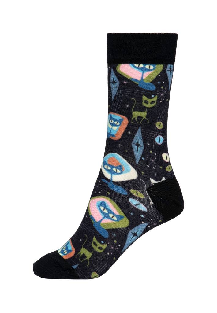 Queen Kerosin Socken «Retro Cats» Begrenztes Angebot