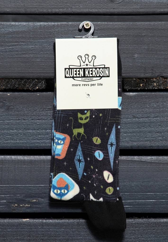 Queen Kerosin Socken «Retro Cats» Begrenztes Angebot