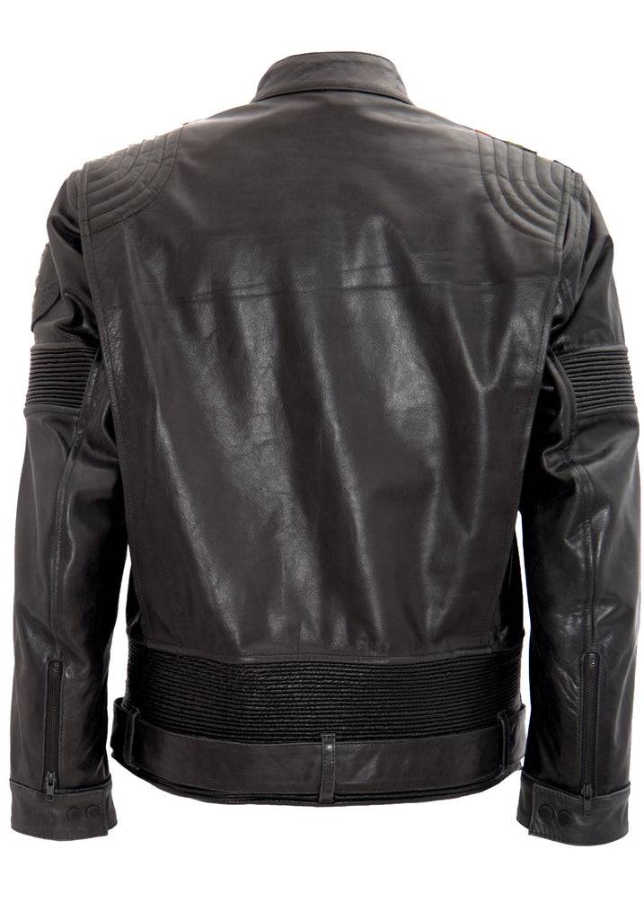 Queen Kerosin Lederjacke mit kontrastfarbigen Racer-Streifen Hotsell