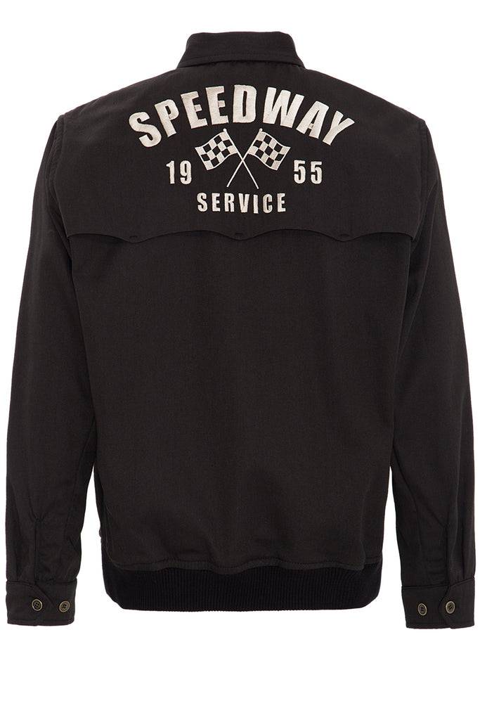 Queen Kerosin Gabardine Jacke mit großem Rückenstick «Speedway» im Angebot