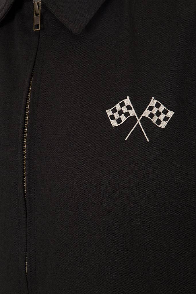 Queen Kerosin Gabardine Jacke mit großem Rückenstick «Speedway» im Angebot