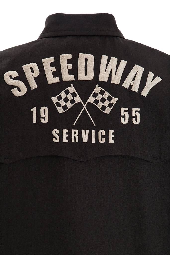 Queen Kerosin Gabardine Jacke mit großem Rückenstick «Speedway» im Angebot