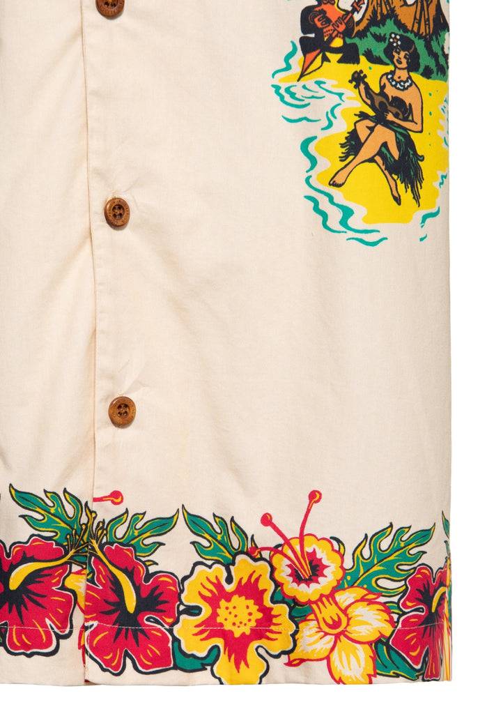 Queen Kerosin Hawaiihemd aus Bio-Baumwolle «Honolulu Hawaii» Fabrikpreis