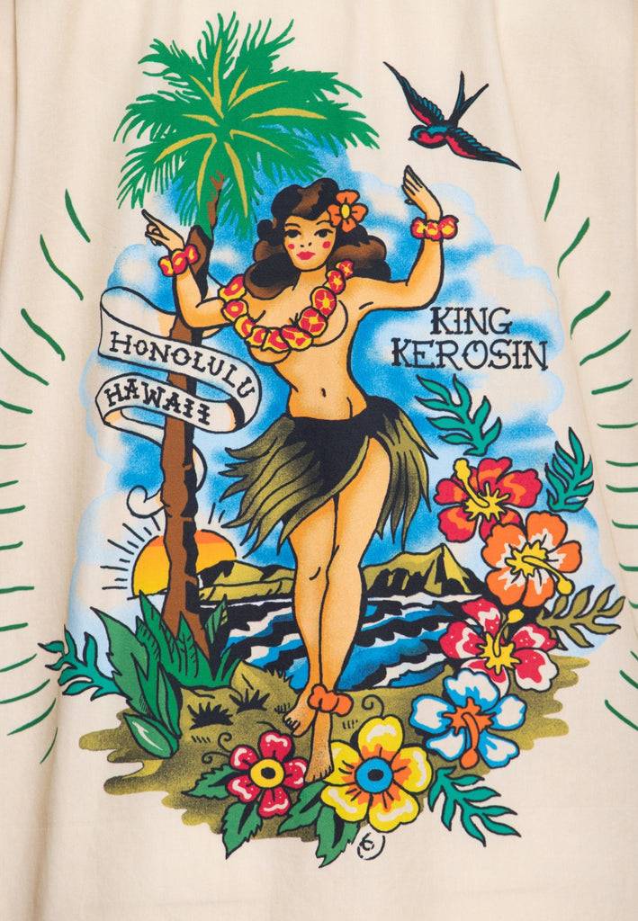 Queen Kerosin Hawaiihemd aus Bio-Baumwolle «Honolulu Hawaii» Fabrikpreis