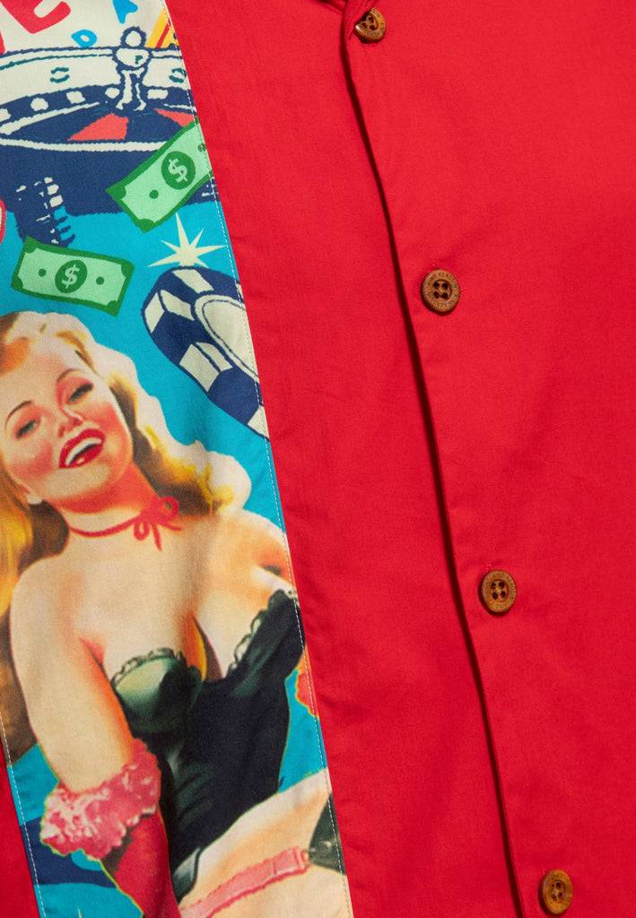 Queen Kerosin Panel Hemd «Pin-Up Las Vegas» Großer Ausverkauf