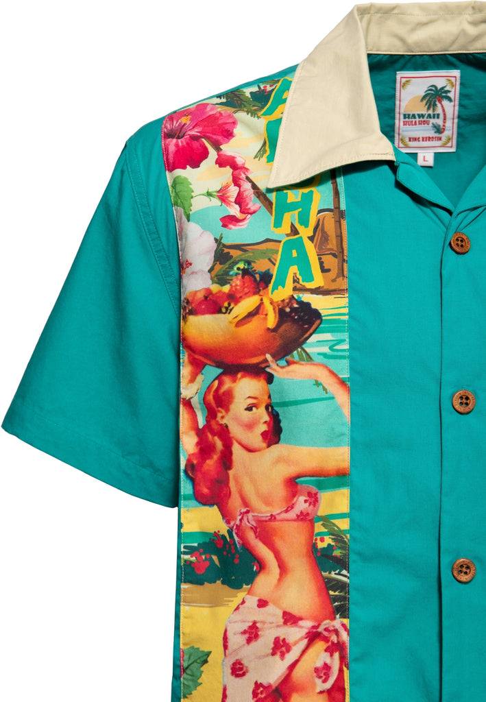 Queen Kerosin Panel Hemd «Pin-Up Hawaii» Flash Sale