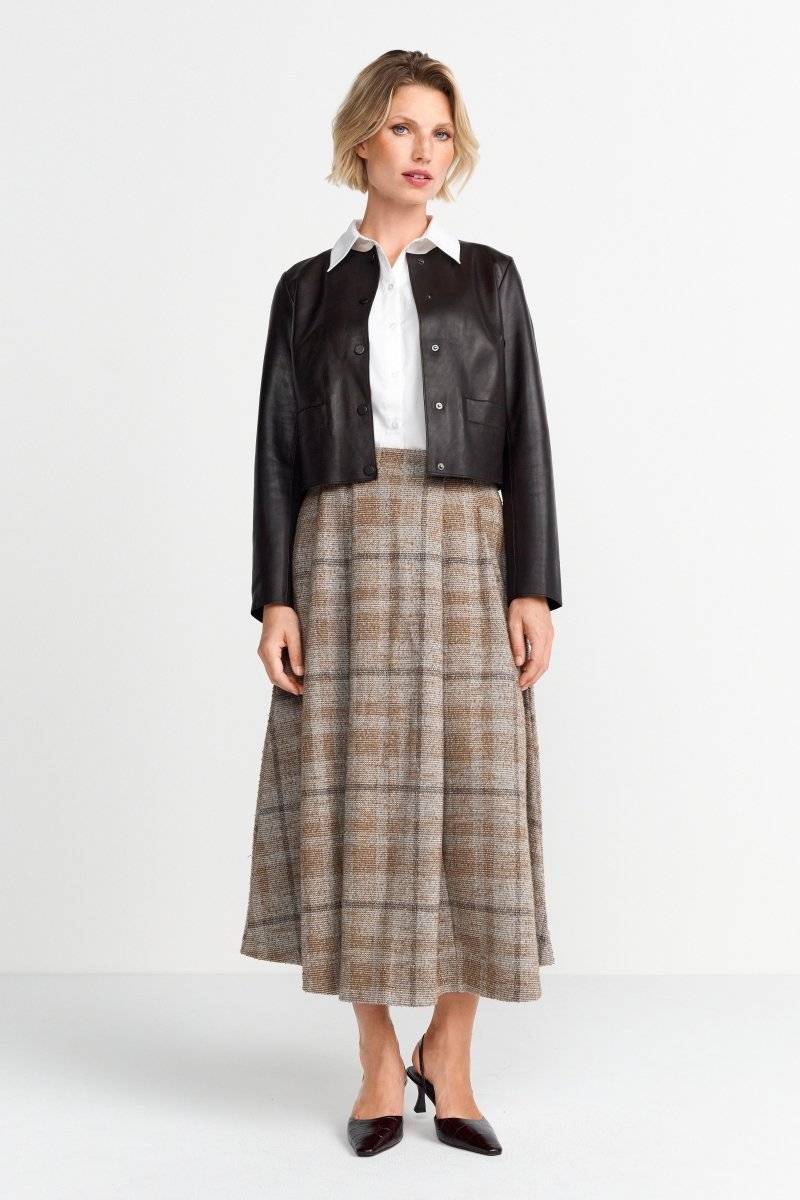 Eich & Royal Kurze Lederjacke mit Druckknöpfen 50% Rabatt mit kostenlosem Versand