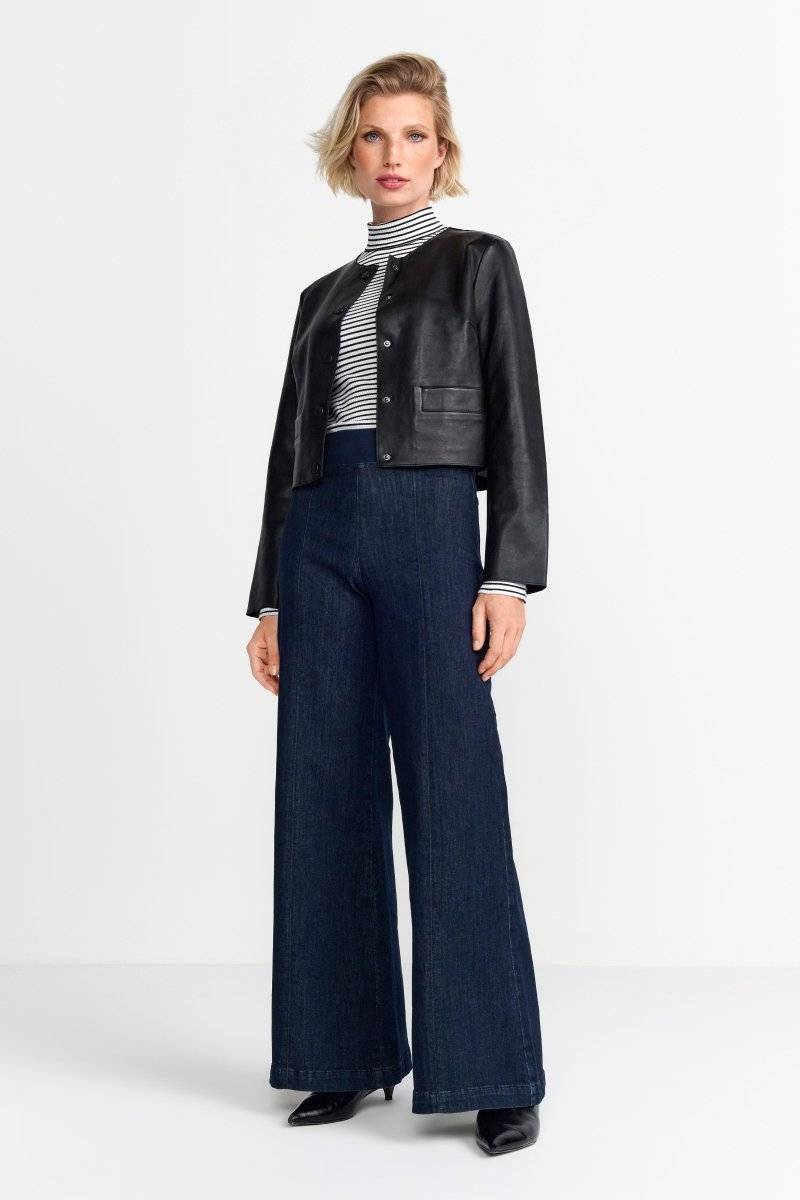 Eich & Royal Kurze Lederjacke mit Druckknöpfen 50% Rabatt mit kostenlosem Versand
