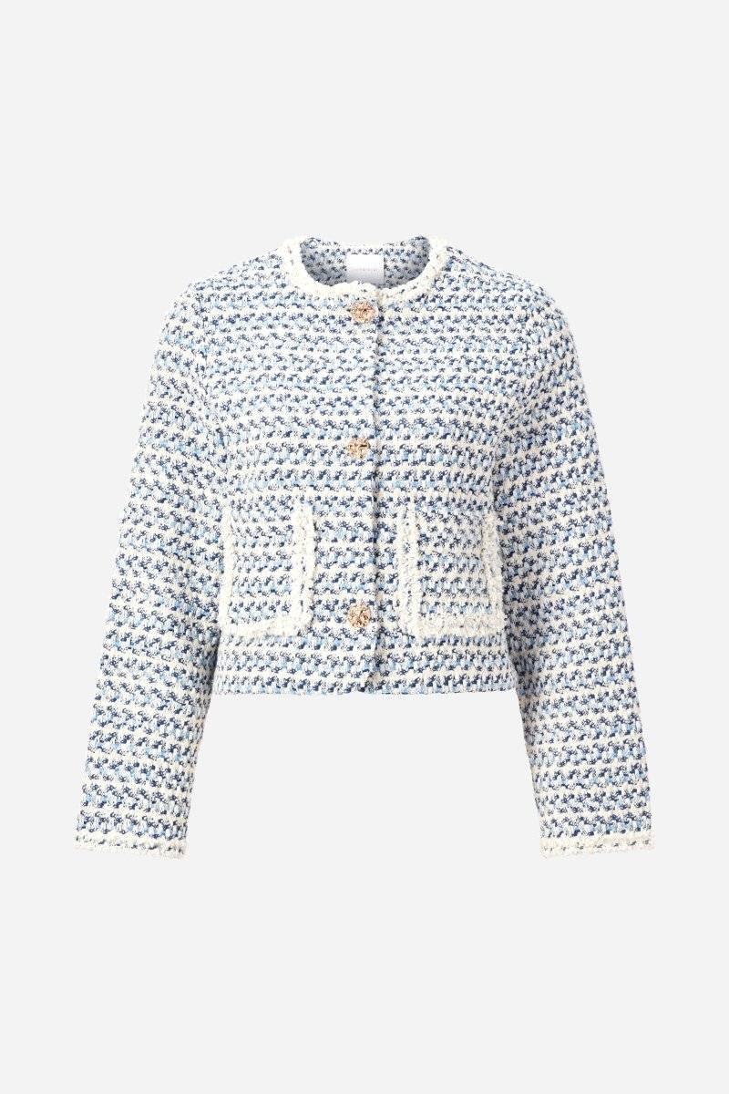 Eich & Royal Kurze Bouclé-Jacke in Blauweiß Fabrikpreis