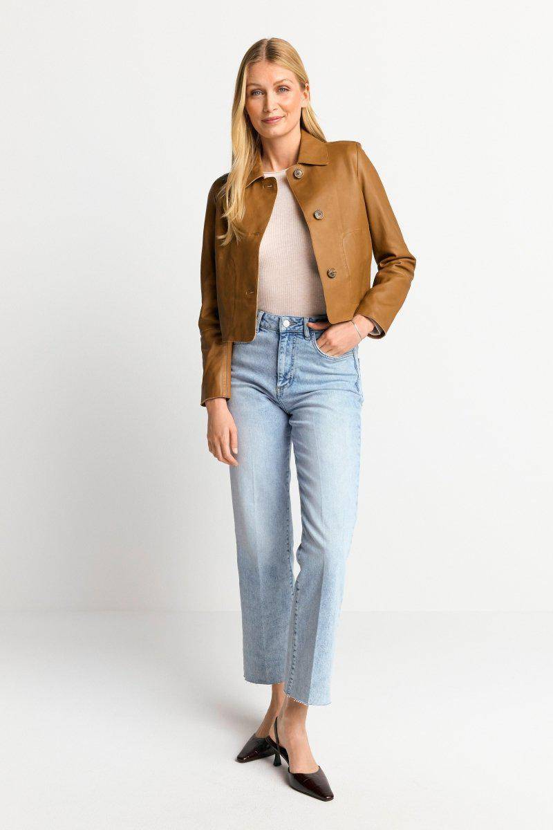 Eich & Royal Kurze Lederjacke mit Kragen Lagerräumung