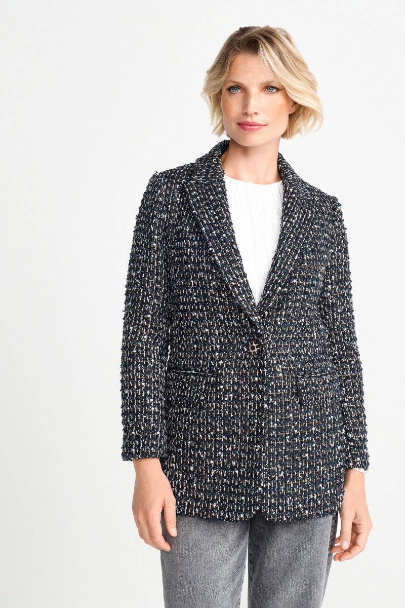 Eich & Royal Bouclé-Blazer mit Statement-Knopf Black Friday Preise