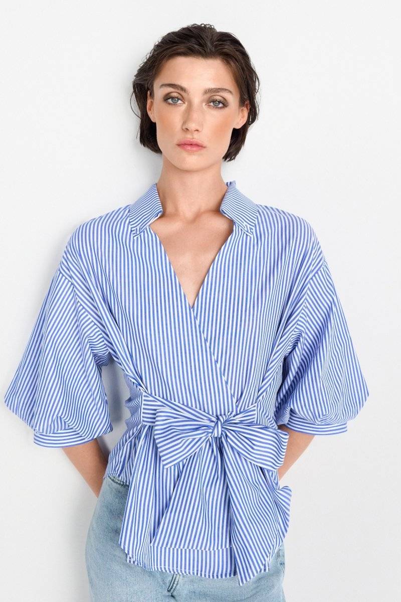 Eich & Royal Wickelbluse mit V-Neck und Streifen Muttertagsangebot