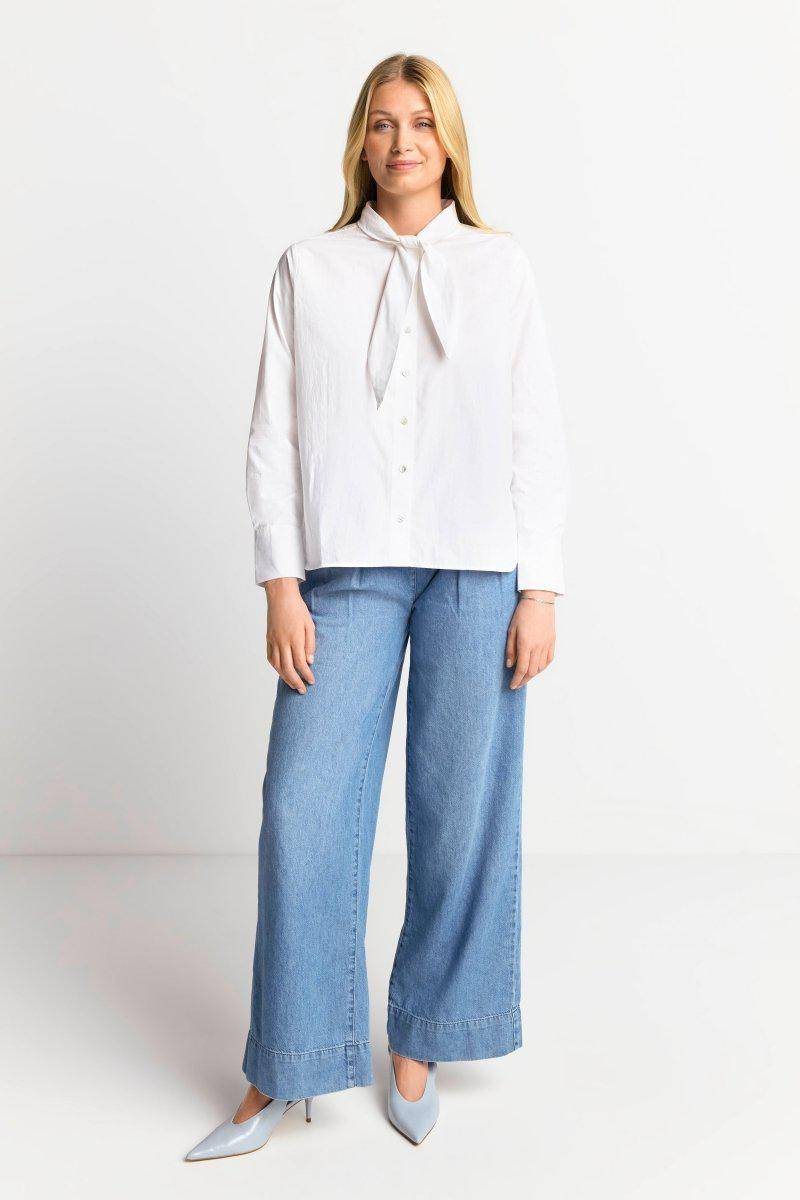 Eich & Royal Weiße Bluse mit Bindekragen Blitzangebot