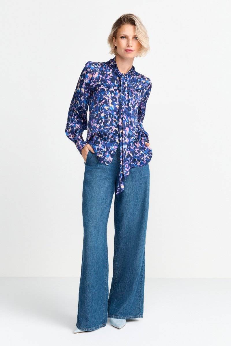 Eich & Royal Schluppenbluse mit Leo-Print Tiefpreis