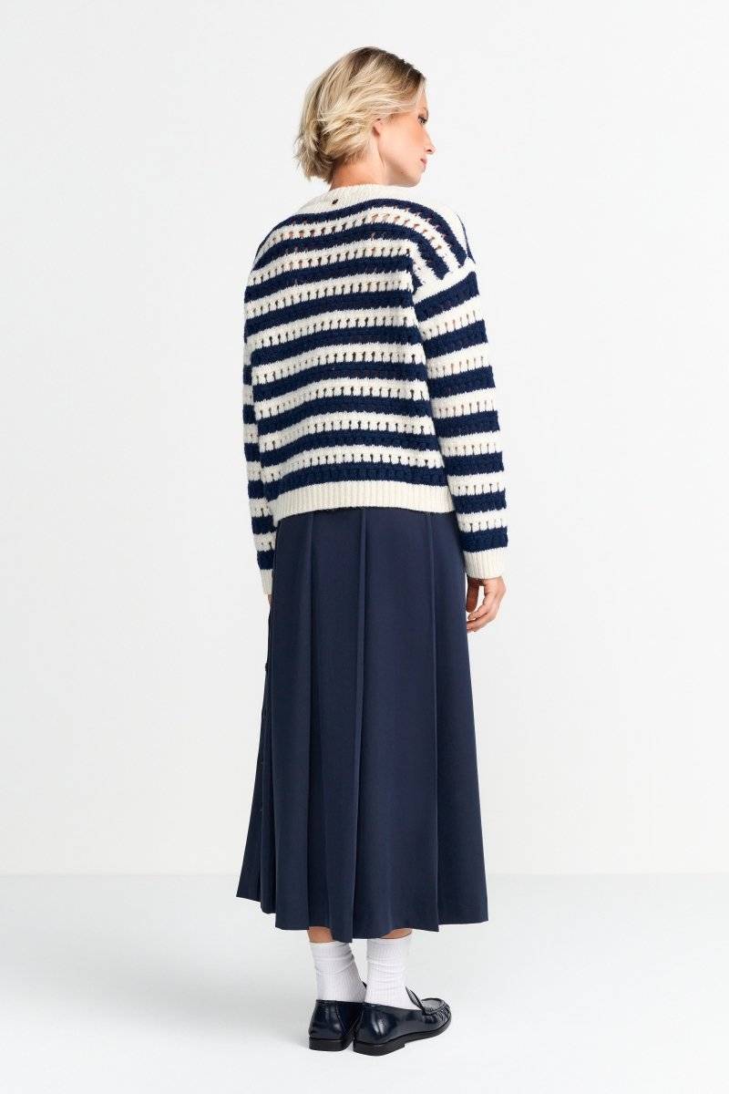 Eich & Royal Gestreifter Lochstrickpullover Discount Store für neue Produkte