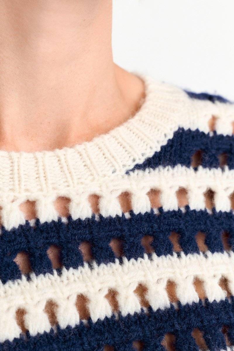 Eich & Royal Gestreifter Lochstrickpullover Discount Store für neue Produkte