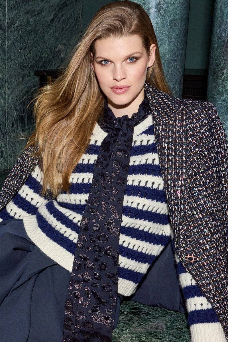 Eich & Royal Gestreifter Lochstrickpullover Discount Store für neue Produkte