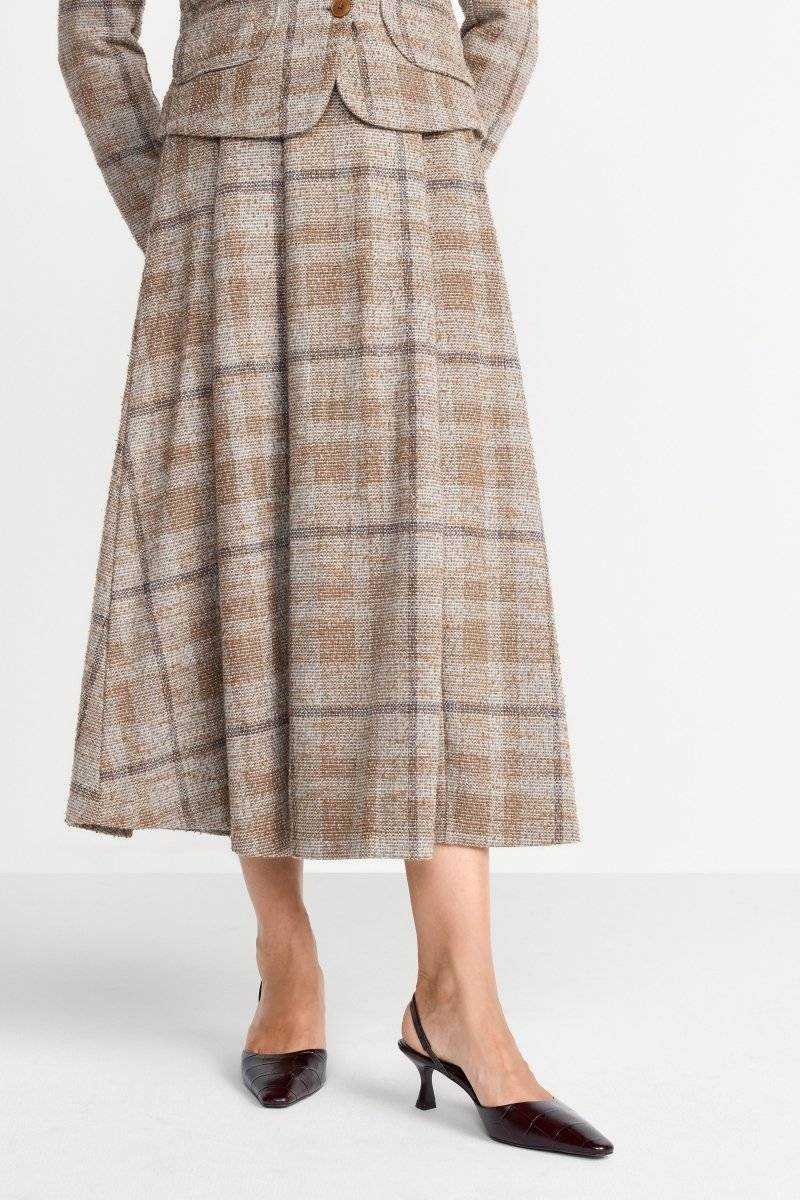 Eich & Royal Karierter High-Waist-Midirock Osterangebot