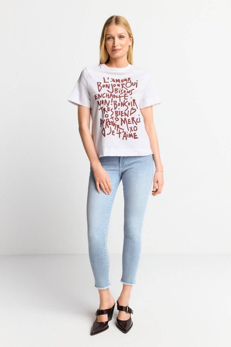 Eich & Royal Weißes T-Shirt mit Statement-Print Saisonale Angebote