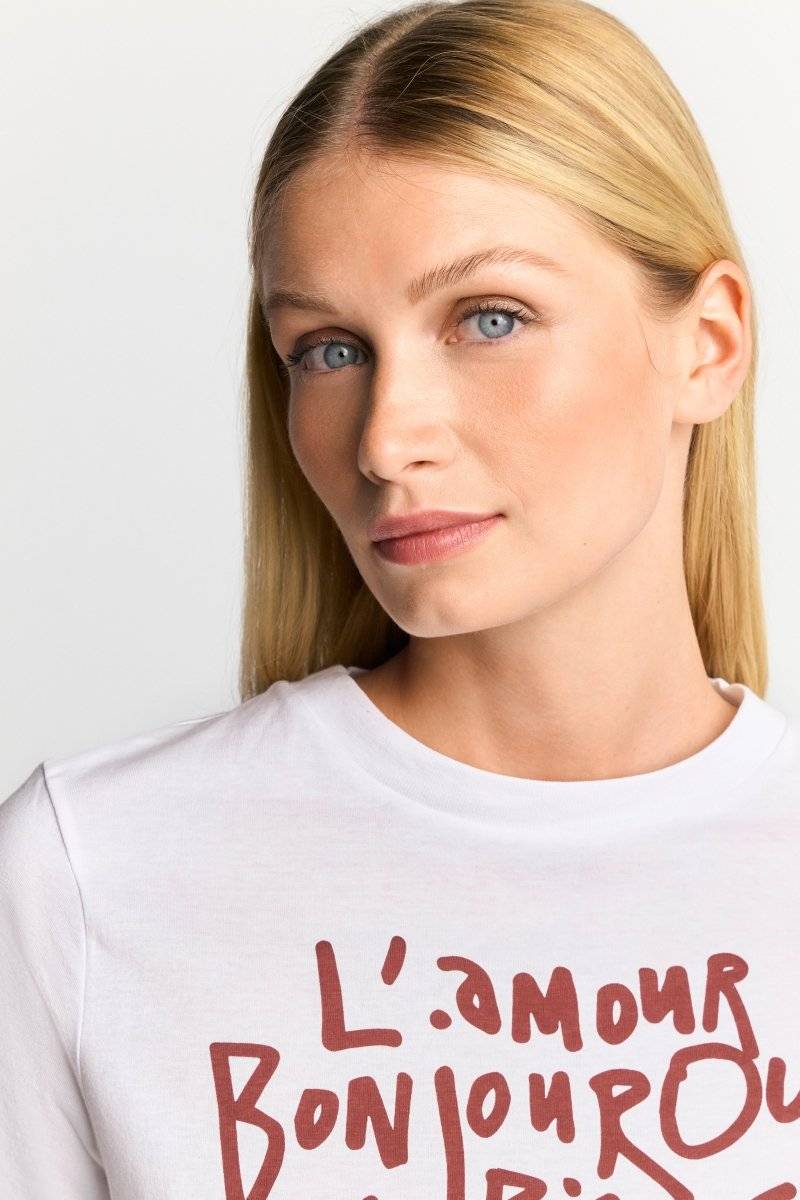 Eich & Royal Weißes T-Shirt mit Statement-Print Saisonale Angebote