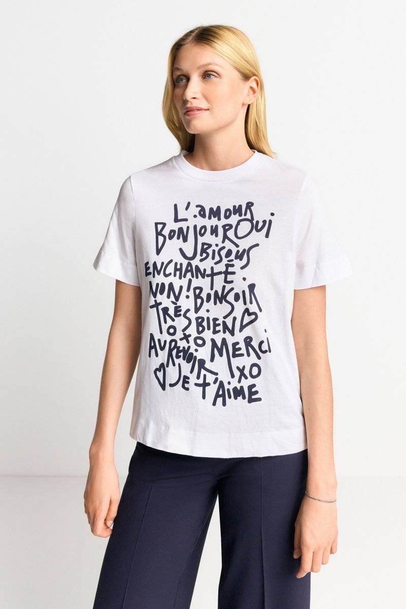 Eich & Royal Weißes T-Shirt mit Statement-Print Saisonale Angebote