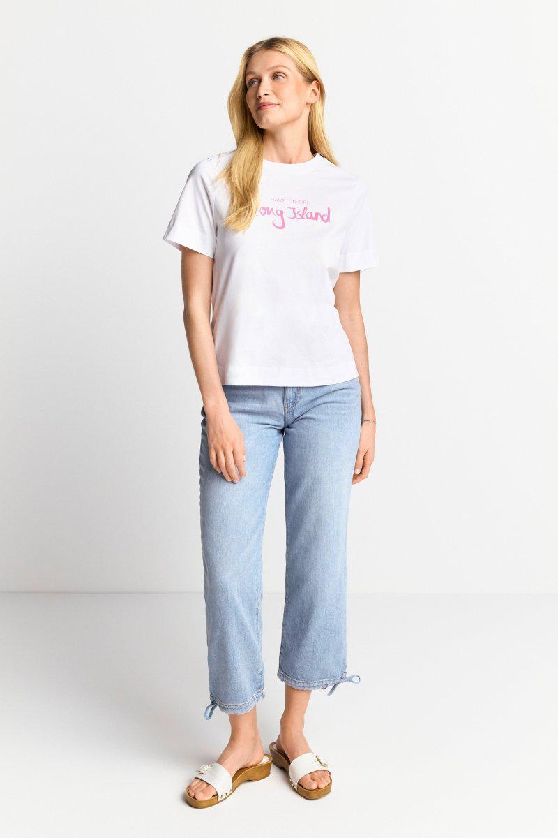 Eich & Royal Weißes T-Shirt mit Schriftzug Kostenlose Rückgabe