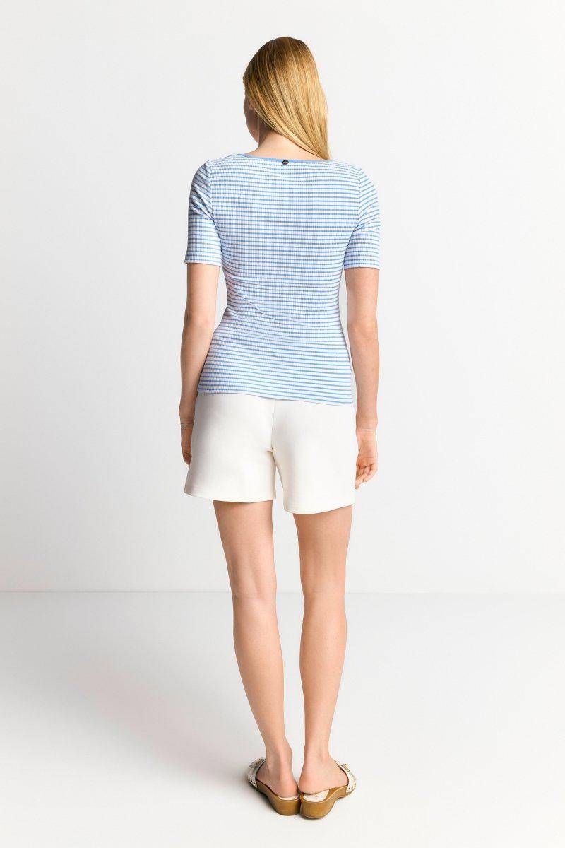 Eich & Royal Gestreiftes T-Shirt in feiner Rib-Struktur Kostenloser Versand