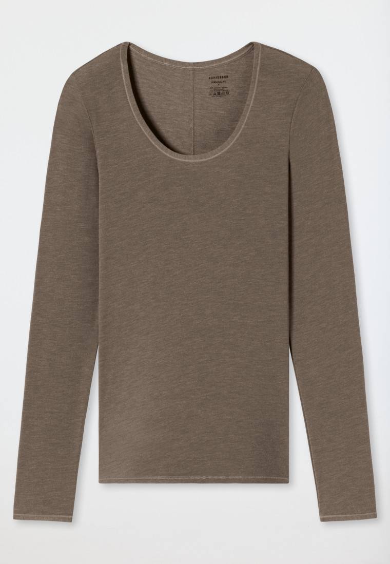﻿Schiesser Shirt langarm taupe - Personal Fit Super Sparpreis