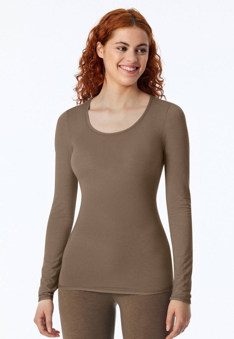 ﻿Schiesser Shirt langarm taupe - Personal Fit Super Sparpreis