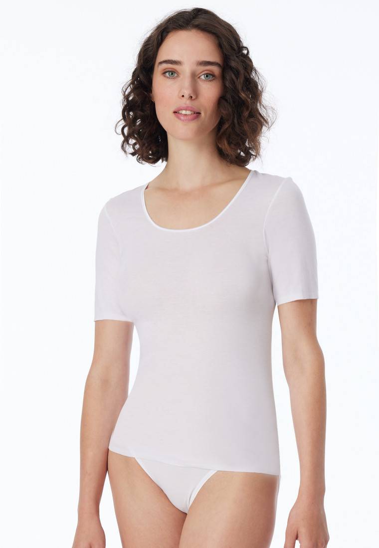 Schiesser Shirt kurzarm weiß - Luxury Letzte 2 Tage