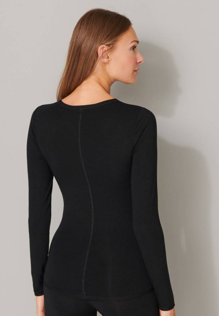 Schiesser Shirt langarm schwarz - Personal Fit Letzter Tag
