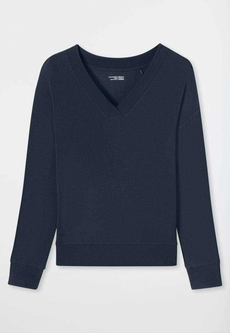 Schiesser Sweatshirt Feinripp nachtblau - Mix+Relax Kostenloser Versand international