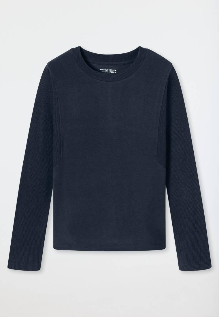Schiesser Sweatshirt Feinripp nachtblau - Mix+Relax Fabrikladen