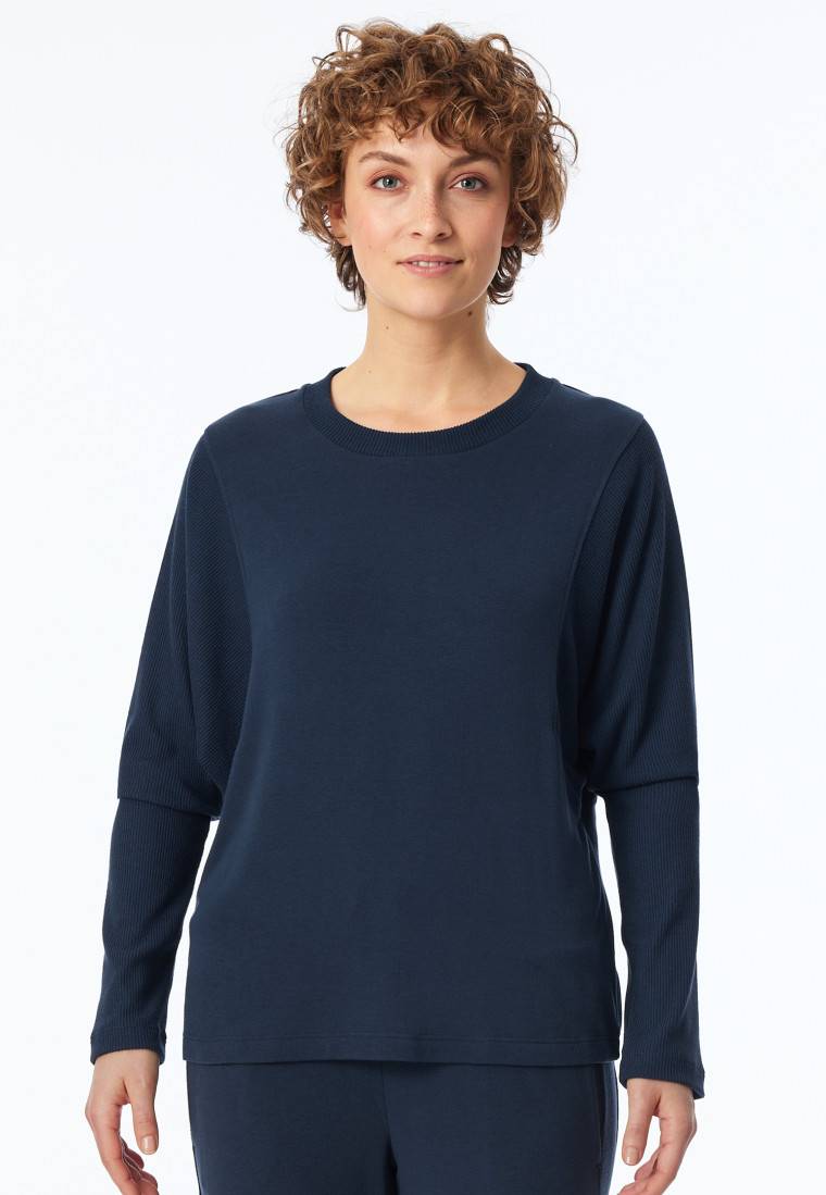 Schiesser Sweatshirt Feinripp nachtblau - Mix+Relax Fabrikladen