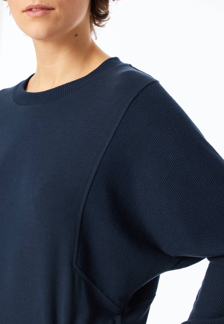 Schiesser Sweatshirt Feinripp nachtblau - Mix+Relax Fabrikladen