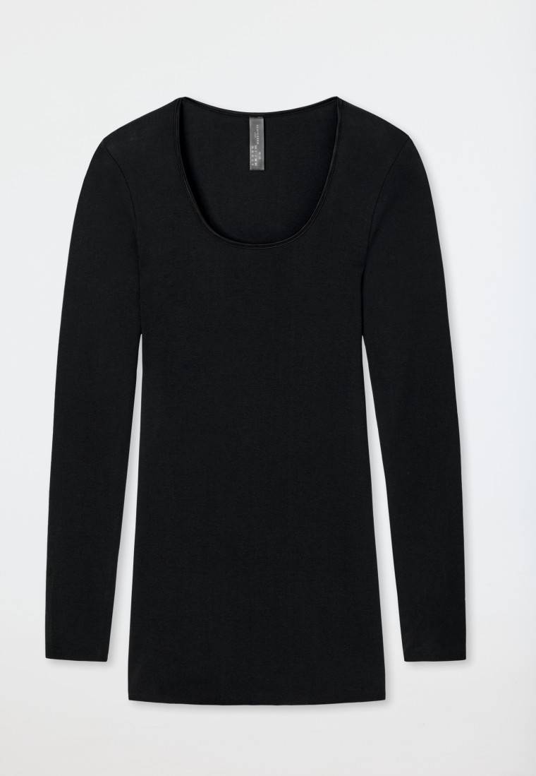 Schiesser Shirt langarm Feinripp rundhals Spenzer schwarz - Luxury 50% Rabatt für begrenzte Zeit